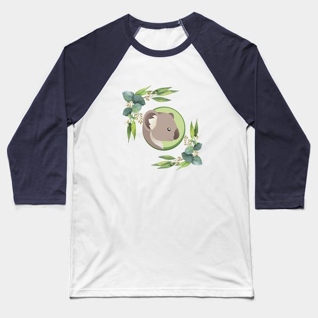 Koala bear in eucalyptus Baseball T-Shirt by 100meaninglove100